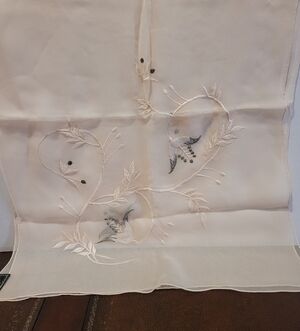 NWT Vintage Silk Scarf Pink and Silver Embroidered Japan 46"